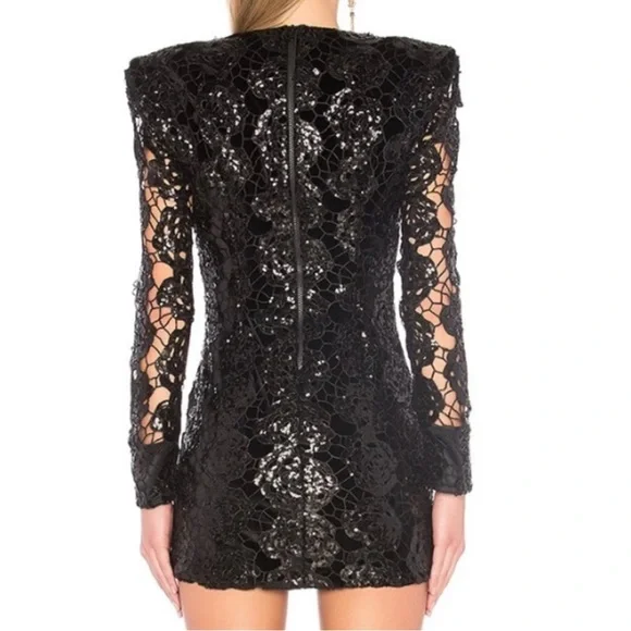 NWT Zhivago Black Sequin Lace MiniDress - threedaughtersproperties.com